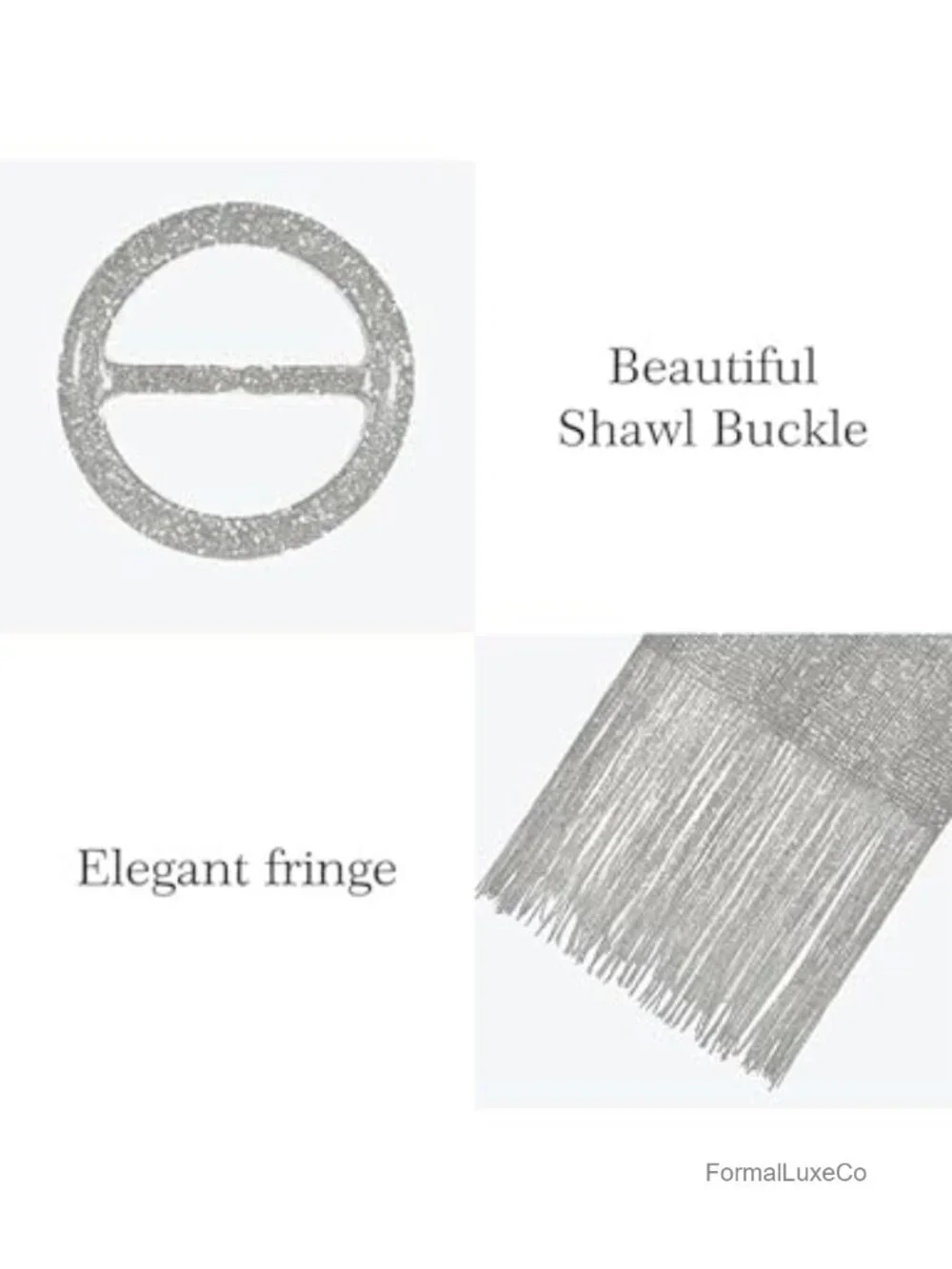 Sparkle Shawl Wrap with Buckle - Evening Formal Shoulder Wrap for Women